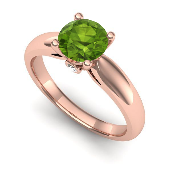 Inel din aur roz cu peridot