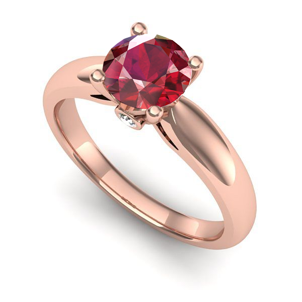 Inel logodna din aur roz cu rubin