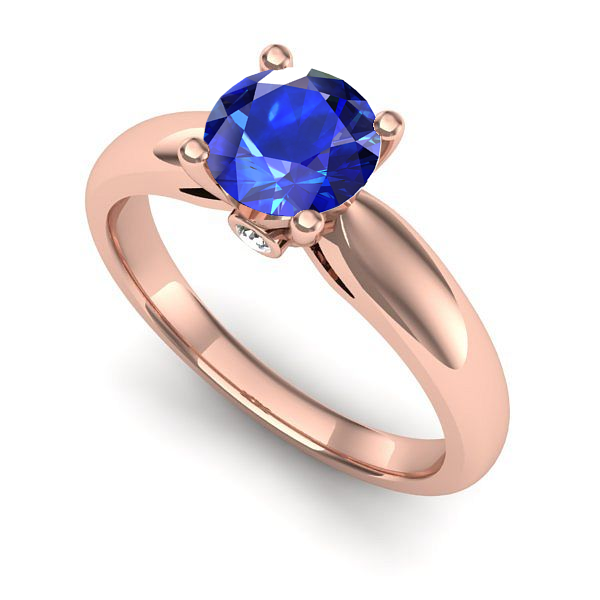 Inel logodna din aur roz cu safir