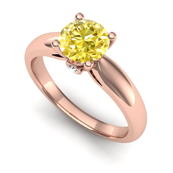 Inel de logodna din aur roz cu safir galben