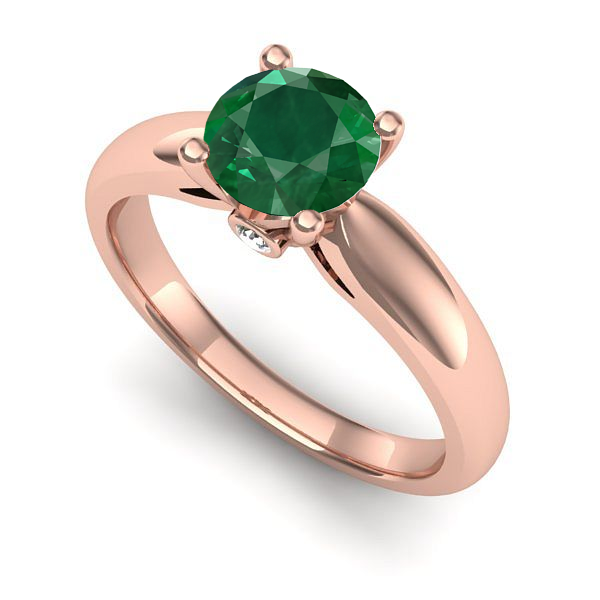 Inel logodna din aur roz cu smarald