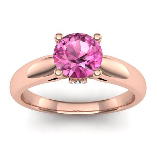 Inel de logodna cu safir roz rotund