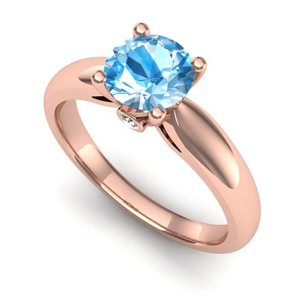 Inel de logodna din aur roz cu topaz blue