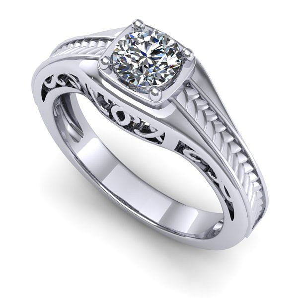 Inel de logodna din aur alb cu diamant