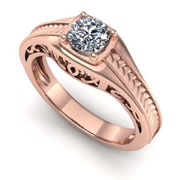 Inel logodna din aur roz cu diamant