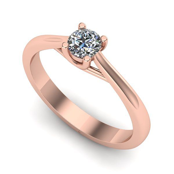 Inel de logodna din aur roz cu diamant