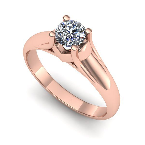 Inel de logodna din aur roz cu diamant