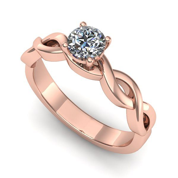 Inel de logodna din aur roz cu diamant