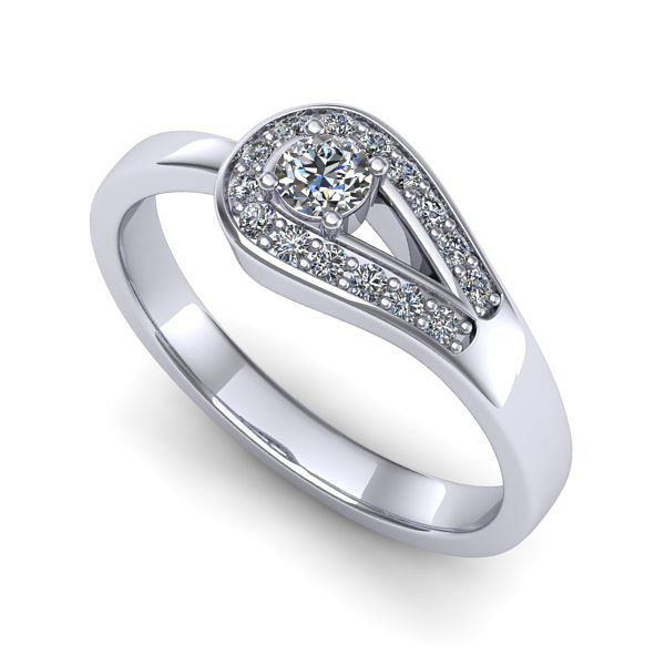 Inel de logodna din aur alb cu diamant