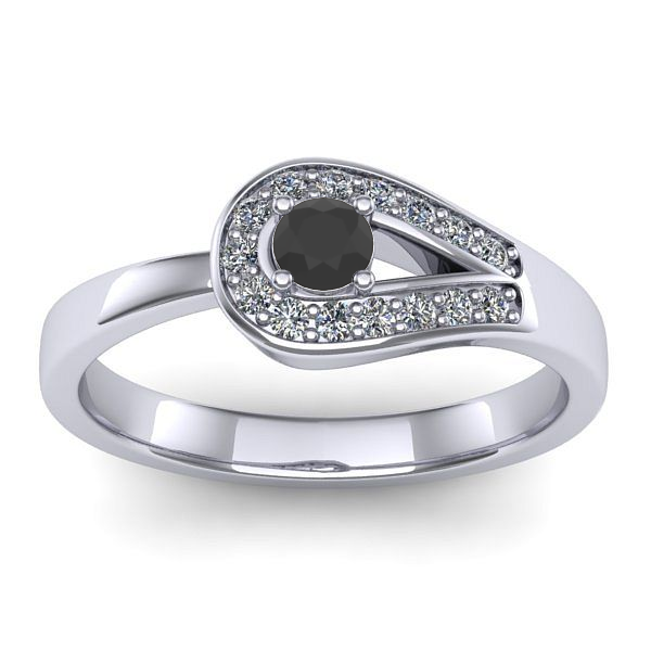 Inel logodna cu diamant negru rotund