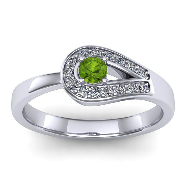 Inel de logodna cu peridot rotund