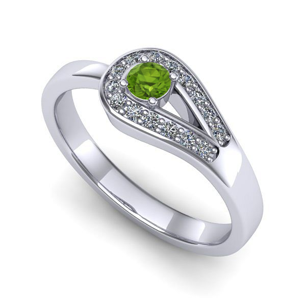 Inel din aur alb cu peridot