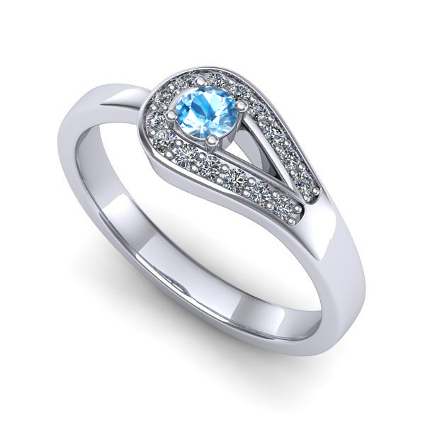 Inel din aur alb cu topaz blue