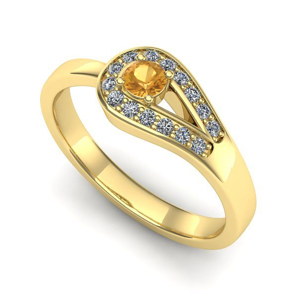 Inel logodna din aur galben cu citrin