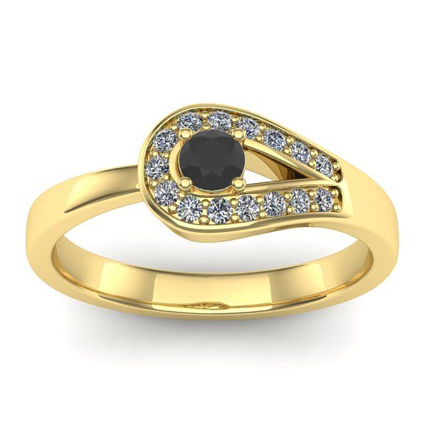 Inel de logodna cu diamant negru rotund