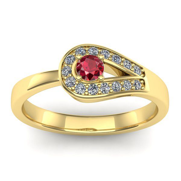 Inel de logodna cu rubin rotund