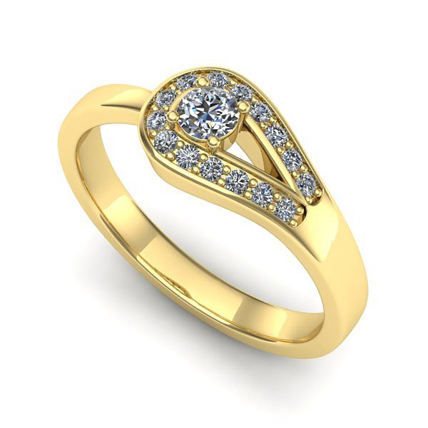 Inel din aur galben cu safir alb