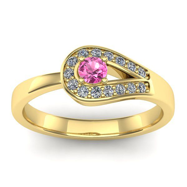 Inel cu safir roz rotund