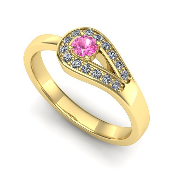 Inel de logodna din aur galben cu safir roz