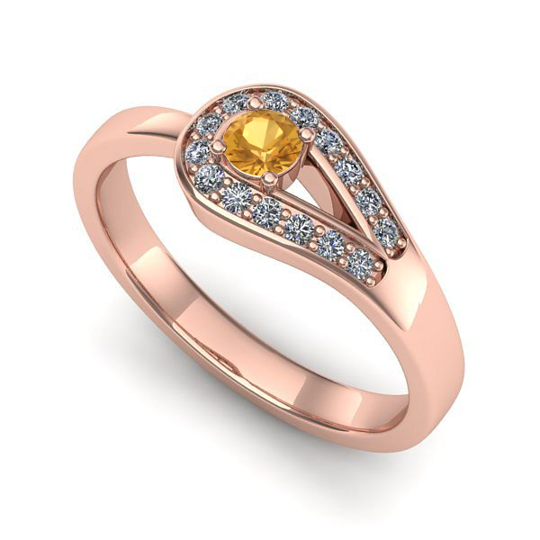 Inel logodna din aur roz cu citrin