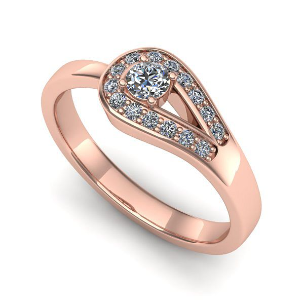 Inel de logodna din aur roz cu diamant