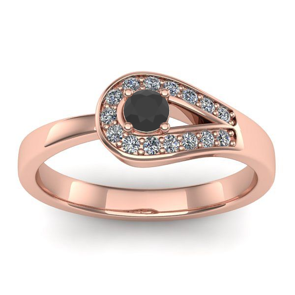 Inel logodna cu diamant negru rotund