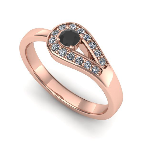 Inel din aur roz cu diamant negru