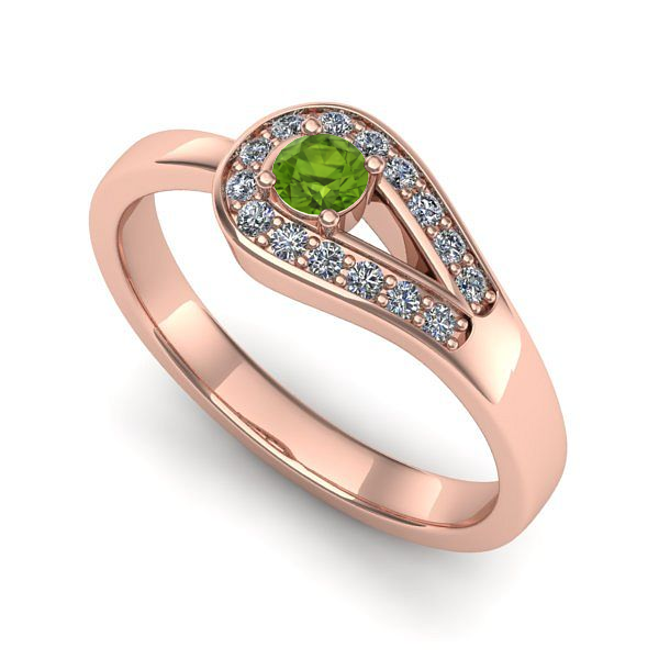 Inel logodna din aur roz cu peridot
