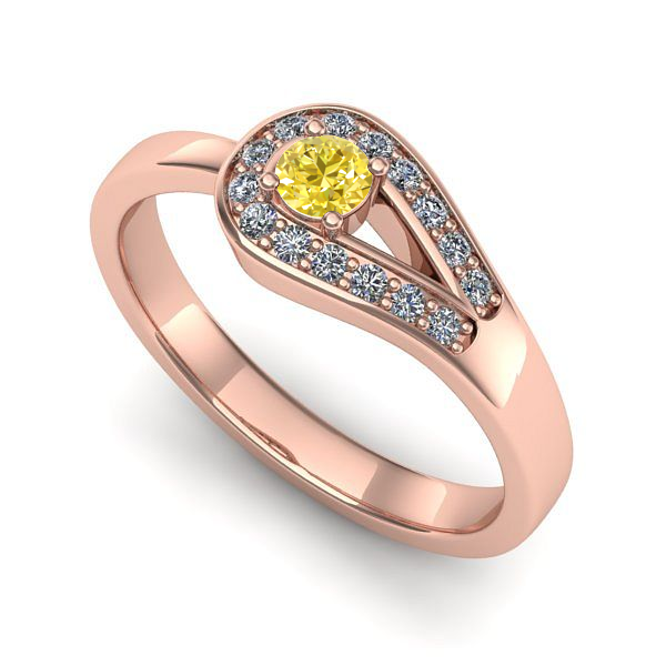 Inel din aur roz cu safir galben