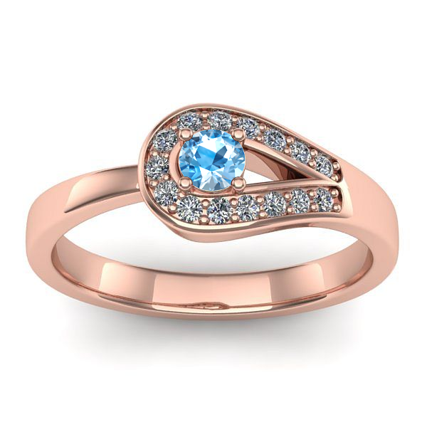 Inel cu topaz blue rotund
