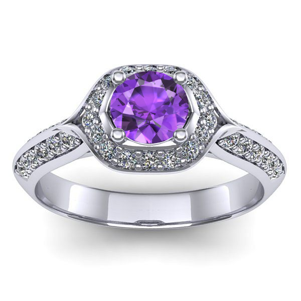 Inel de logodna cu ametist rotund