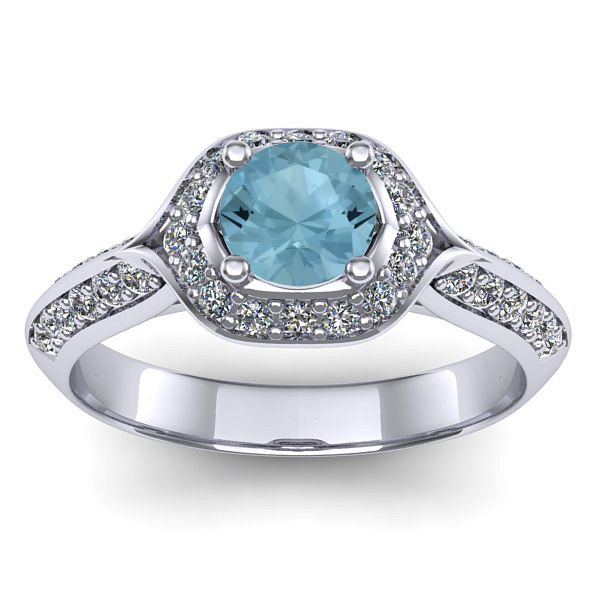 Inel cu aquamarin rotund