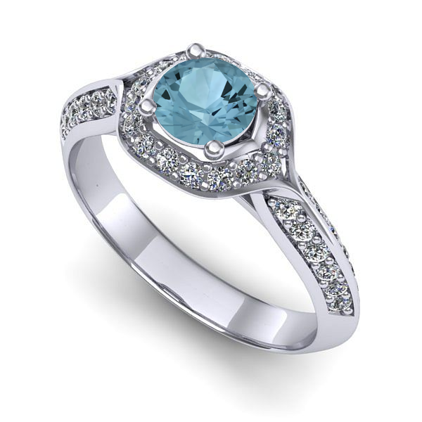 Inel din aur alb cu aquamarin