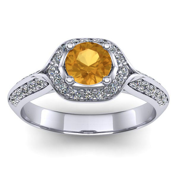 Inel logodna cu citrin rotund