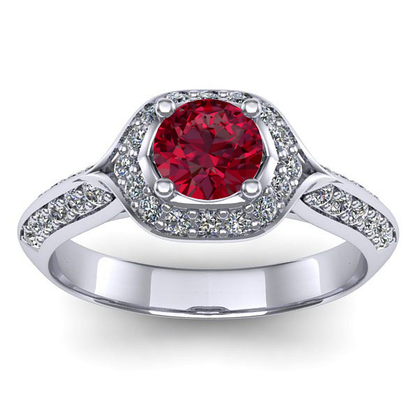 Inel logodna cu rubin rotund