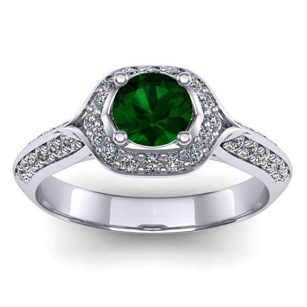 Inel de logodna cu smarald rotund