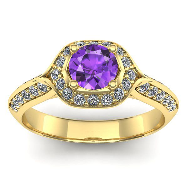 Inel logodna cu ametist rotund