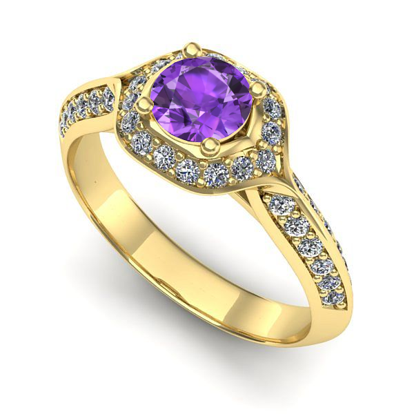 Inel de logodna din aur galben cu ametist