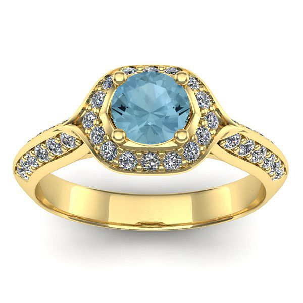 Inel cu aquamarin rotund