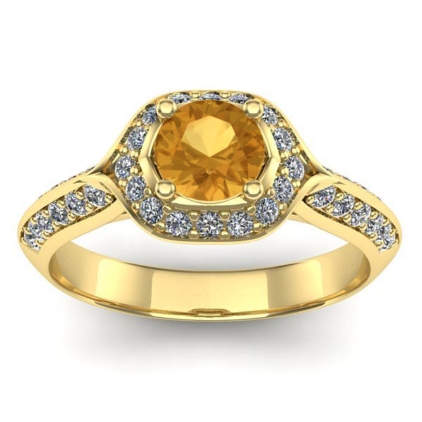 Inel cu citrin rotund