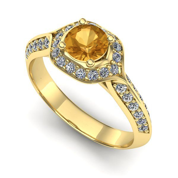 Inel din aur galben cu citrin