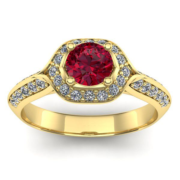 Inel de logodna cu rubin rotund