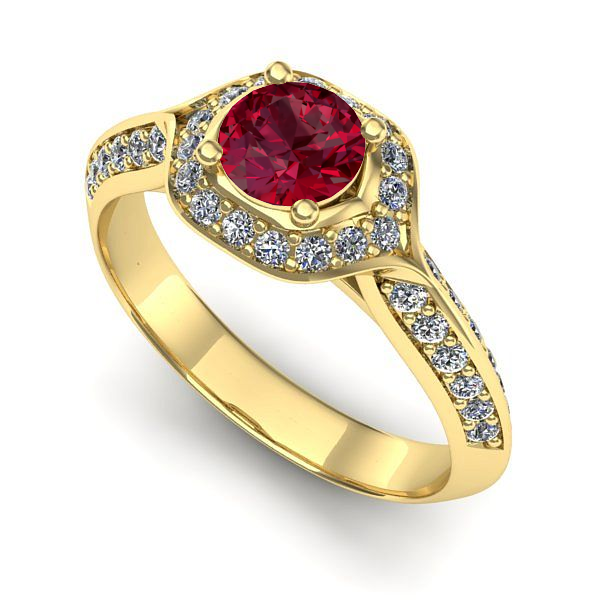 Inel din aur galben cu rubin