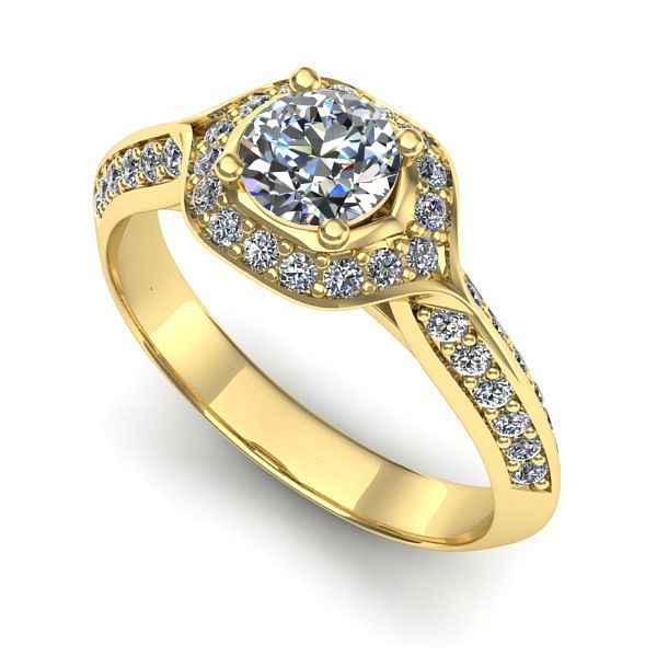 Inel logodna din aur galben cu safir alb