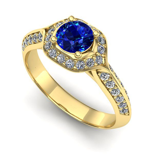 Inel logodna din aur galben cu safir