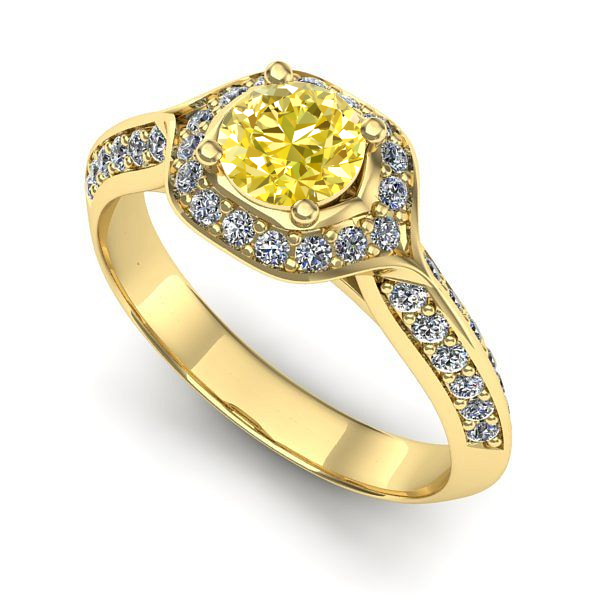 Inel de logodna din aur galben cu safir galben