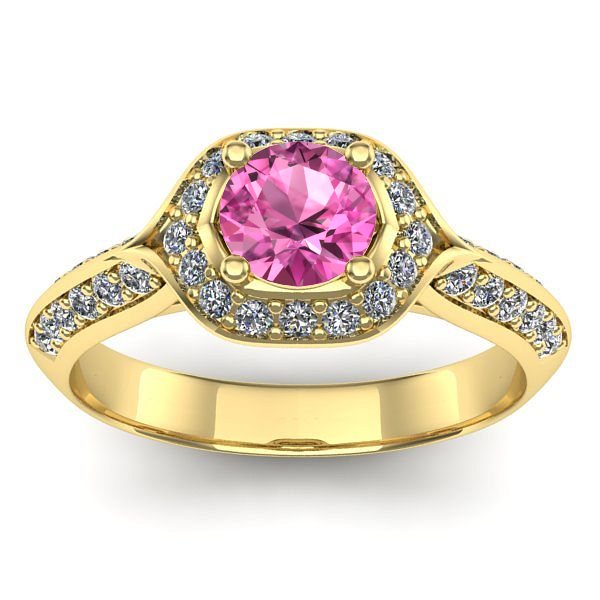 Inel cu safir roz rotund