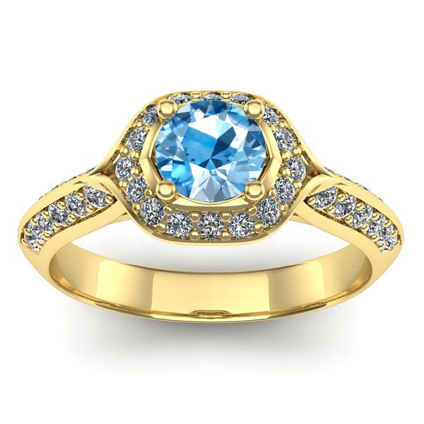 Inel cu topaz blue rotund
