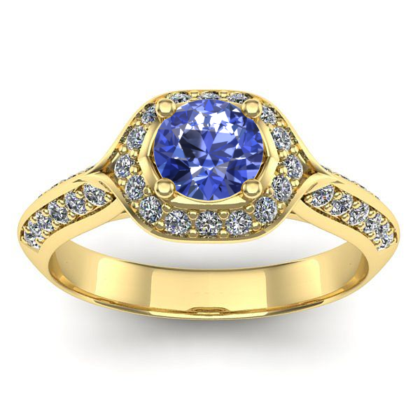 Inel de logodna cu tanzanit rotund