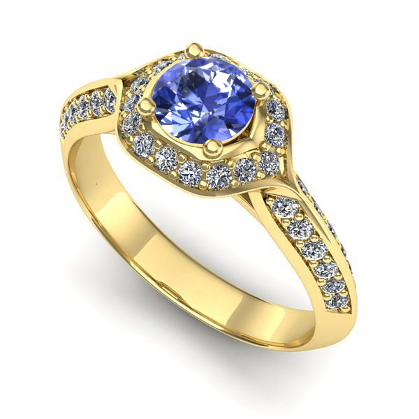 Inel din aur galben cu tanzanit